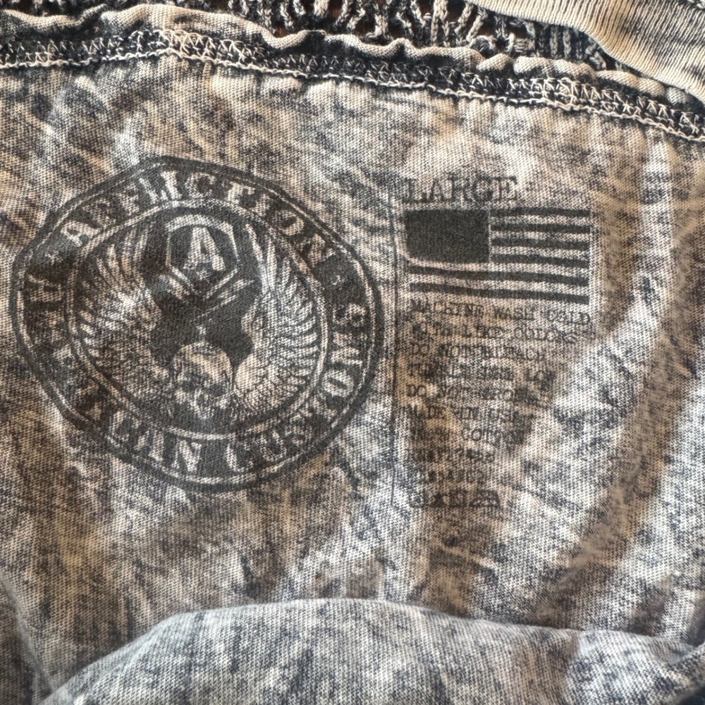 Y2K Affliction American Customs Graphic Tee Black Acid Wash Rhinestone Lace L - Picture 5 of 6